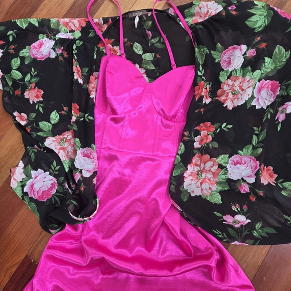 Wild Fable Hot Pink Mini Dress With Rose Cover - Picture 2 of 7